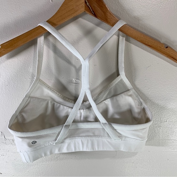Lululemon white sports bra power Y tank top mesh yoga gym workout XS sz4 - Picture 2 of 7